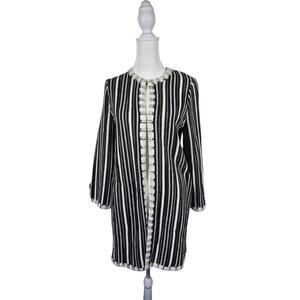 Missoni Black & Ivory Striped Knit Open Front Cardigan Sweater Size 6 IT 42 $600